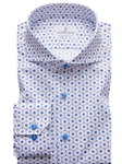 Blue Flower Print On White Background Harvard Shirt | Emanuel Berg Shirts Collection | Sam's Tailoring Fine Men's Clothing
