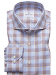 Brown, Orange & Sky Plaid Harvard Men Shirt | Emanuel Berg Shirts Collection | Sam's Tailoring Fine Men's Clothing
