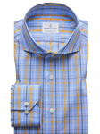 Sky Blue, Yellow & White Plaid Harvard Shirt | Emanuel Berg Shirts Collection | Sam's Tailoring Fine Men's Clothing