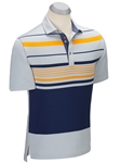 Heather Grey Performance Engineered Stripe Polo Shirt | Bobby Jones Shirts Collection | Sam's Tailoring Fine Men Clothing