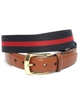 Navy/Red European Ribbed Striped Surcingle Belt | Torino Leather Resort Casual Belts | Sam's Tailoring Fine Men Clothing