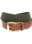 Olive European Ribbed Striped Surcingle Men's Belt | Torino Leather Resort Casual Belts | Sam's Tailoring Fine Men Clothing