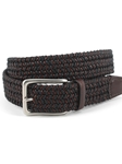 Brown/Black Italian Woven Cotton & Leather XL Belt | Torino Leather Big & Tall Belts | Sam's Tailoring Fine Men Clothing