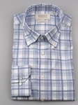 Blue Plaid On White Background Men's Sport Shirt | Hagen Sport Shirts | Sam's Tailoring Fine Men's Clothing