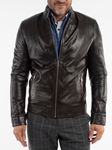 Brown Premium Soft Leather Moto Jacket | Bobby Jones Outerwear Collection | Sams Tailoring Fine Men's Clothing