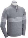 Heather Grey Merino Wool Fair Isle Chest Stripe Quarter-Zip Sweater | Bobby Jones Sweaters Collection | Sam's Tailoring Fine Men Clothing