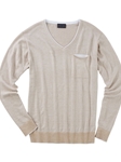 Khaki Pima Cotton V-Neck Pocket Pullover Sweater | Bobby Jones Sweaters Collection | Sam's Tailoring Fine Men Clothing
