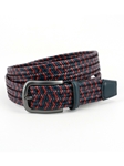 Navy Multi Italian Mini Strand Woven Stretch Leather Belt | Torino Leather Resort Causal Belts | Sam's Tailoring Fine Men Clothing