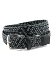 Black & Grey Italian Braided Leather & Linen Belt | Torino Leather Cool Causal Belts | Sam's Tailoring Fine Men Clothing