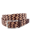 Brown/Maize Italian Chevron Braided Leather & Linen Belt | Torino Leather Cool Causal Belts | Sam's Tailoring Fine Men Clothing