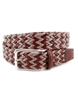 Brown/Taupe Italian Chevron Braided Leather & Linen Belt | Torino Leather Cool Causal Belts | Sam's Tailoring Fine Men Clothing