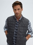Charcoal Puffer Short Sleeve Men's Vest | Stone Rose Jackets | Sam's Tailoring Fine Men's Clothing