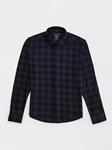 Navy Check Jersey Fleece T-Series Long Sleeve Shirt | Stone Rose Shirts Collection | Sams Tailoring Fine Men Clothing