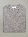 Light Grey Tribeca V-Neck Cashmere Men's Sweater | Lorenzo Uomo Sweaters Collection | Sam's Tailoring Fine Men Clothing