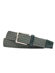 Green Stripe Croc Tabs & Brushed Nickel Buckle Stretch Belt | W.Kleinberg Belts Collection | Sam's Tailoring Fine Men's Clothing
