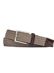 Brown Stripe Croc Tabs & Brushed Nickel Buckle Stretch Belt | W.Kleinberg Belts Collection | Sam's Tailoring Fine Men's Clothing