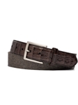 Mocha Croc Tabs & Brushed Nickel Buckle Cashmere Belt | W.Kleinberg Belts Collection | Sam's Tailoring Fine Men's Clothing