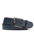 Navy Glazed Calf With Ornate Nickel Buckle Belt | W.Kleinberg Calf Leather Belts | Sam's Tailoring Fine Men's Clothing