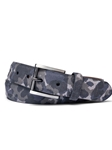 Navy Sueded Camo With Gunmetal Buckle Men's Belt | W.Kleinberg Calf Leather Belts | Sam's Tailoring Fine Men's Clothing
