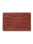 Cigar Matte Alligator Flat Card Case | W.Kleinberg Small Leather Goods | Sam's Tailoring Fine Men's Clothing