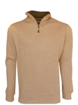 Camel Ribbed Cotton Men's 3/4 Zip Pullover  | Georg Roth Sweaters & Hoodies | Sam's Tailoring Fine Men Clothing