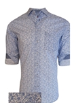Blue Small Floral Santa Ynez Long Sleeves Shirt | Georg Roth Shirts Collection | Sam's Tailoring Fine Mens Clothing