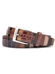 Brown Multi Alligator & Lizard Vertical Patchwork Belt | W.Kleinberg Alligator Belts Collection | Sam's Tailoring Fine Men's Clothing