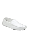 White Genuine Ostrich Quill Slip On Luis Driver | Belvedere Casual Shoes Collection | Sam's Tailoring Fine Men's Clothing