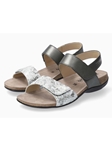 Dark Grey Full Grain Leather Lining Women's Sandal | Women Cork Footbed Sandals | Sam's Tailoring Fine Men's Clothing