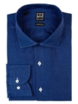 Royal Blue Washed Italian Linen Men Sport Shirt | IKE Behar Sport Shirts | Sam's Tailoring Fine Men's Clothing