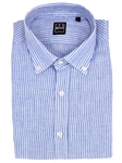 White & Blue Stripe Linen Button Down Sport Shirt | IKE Behar Sport Shirts | Sam's Tailoring Fine Men's Clothing