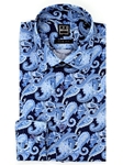 Blue Paisley Printed Men's Sport Shirt | IKE Behar Sport Shirts | Sam's Tailoring Fine Men's Clothing