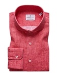 Red Solid Linen Zephyr Washed Men's Shirt  | Emanuel Berg Shirts Collection | Sam's Tailoring Fine Men's Clothing