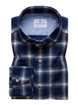 Navy & White Check Men's Dobby Shirt  | Emanuel Berg Shirts Collection | Sam's Tailoring Fine Men's Clothing