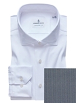Navy Mini Herringbone Pattern 4Flex Knit Shirt  | Emanuel Berg Shirts Collection | Sam's Tailoring Fine Men's Clothing