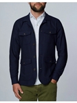 Navy Solid Textured Twill Men's Overshirt  | Emanuel Berg Shirts Collection | Sam's Tailoring Fine Men's Clothing