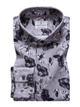 Grey & Black Floral Modern 4Flex Stretch Knit Shirt | Emanuel Berg Shirts Collection | Sam's Tailoring Fine Men's Clothing