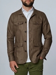 Dark Brown Solid Textured Twill Men's Overshirt | Emanuel Berg Shirts Collection | Sam's Tailoring Fine Men's Clothing