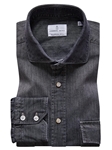 Charcoal Solid Denim Men's Shirt | Emanuel Berg Shirts Collection | Sam's Tailoring Fine Men's Clothing