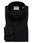 Black Solid Modern 4Flex Stretch Knit Shirt | Emanuel Berg Shirts Collection | Sam's Tailoring Fine Men's Clothing