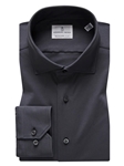 Charcoal Solid Modern 4Flex Stretch Knit Shirt | Emanuel Berg Shirts Collection | Sam's Tailoring Fine Men's Clothing