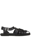 Black Smooth Calfskin Classic Fisherman Sandal | Mezlan Men's Casual Shoes | Sam's Tailoring Fine Men's Clothing