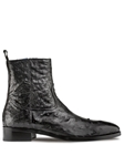 Black Ostrich Straight Heel Fine Zipper Men's Boot | Mezlan Men's Metro Shoes | Sam's Tailoring Fine Men's Clothing