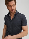 Black Micro Dot T-Series DryTouch Short Sleeve Shirt | Stone Rose Short Sleeve Shirts | Sams Tailoring Fine Men Clothing