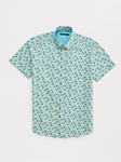 Lime Green Leaf Print Poplin Short Sleeve Shirt | Stone Rose Short Sleeve Shirts | Sams Tailoring Fine Men Clothing