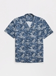 Navy Pineapple T-Series DryTouch Resort Collar Shirt | Stone Rose Short Sleeve Shirts | Sams Tailoring Fine Men Clothing