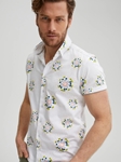 Cream Circular Print T-Series DryTouch Shirt | Stone Rose Short Sleeve Shirts | Sams Tailoring Fine Men Clothing