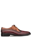 Burgundy Two Tone Ostrich/Calf Exotic Trim Oxford | Mezlan Men's Lace Up Shoes | Sam's Tailoring Fine Men's Clothing