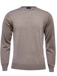 Taupe Solid Light Gauge Crew Neck Knit Sweater | Emanuel Berg Sweaters Collection | Sam's Tailoring Fine Men's Clothing