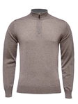 Taupe Solid Light Gauge Highneck Zipper Sweater | Emanuel Berg Sweaters Collection | Sam's Tailoring Fine Men's Clothing